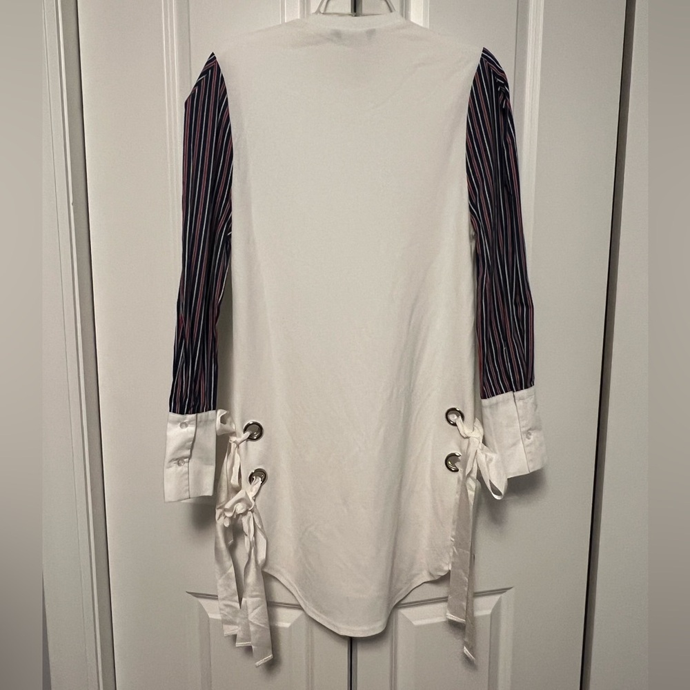 NWT TOV White Shirtdress with Side Tie Accent (Size 8/M) - Picture 2 of 7